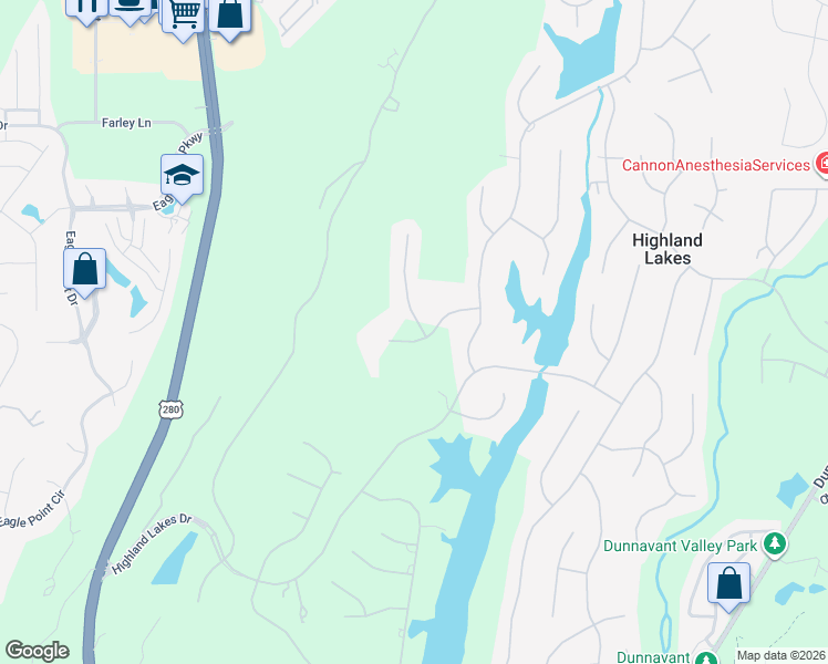 map of restaurants, bars, coffee shops, grocery stores, and more near 1126 Springhill Lane in Birmingham