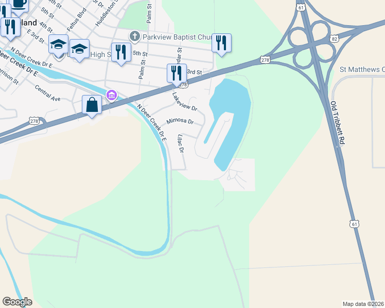 map of restaurants, bars, coffee shops, grocery stores, and more near 304 Lakeview Drive in Leland