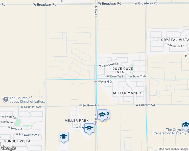 map of restaurants, bars, coffee shops, grocery stores, and more near 5534 South Miller Road in Buckeye
