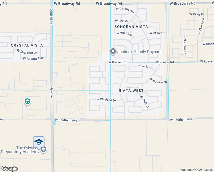map of restaurants, bars, coffee shops, grocery stores, and more near 23913 West Bowker Street in Buckeye