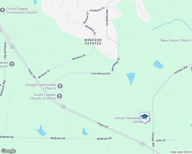 map of restaurants, bars, coffee shops, grocery stores, and more near 134 Carrollwood Drive in Fayetteville
