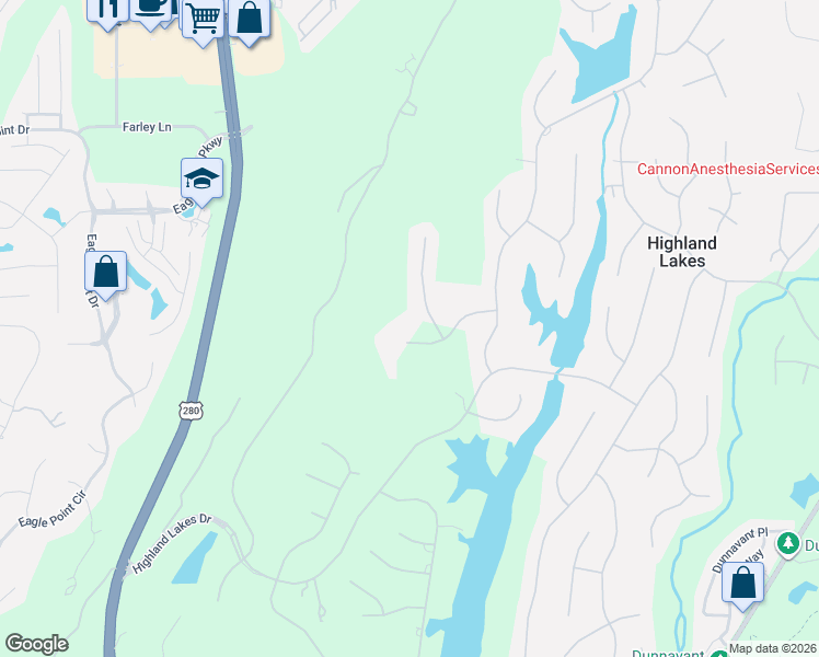 map of restaurants, bars, coffee shops, grocery stores, and more near 1126 Springhill Lane in Birmingham