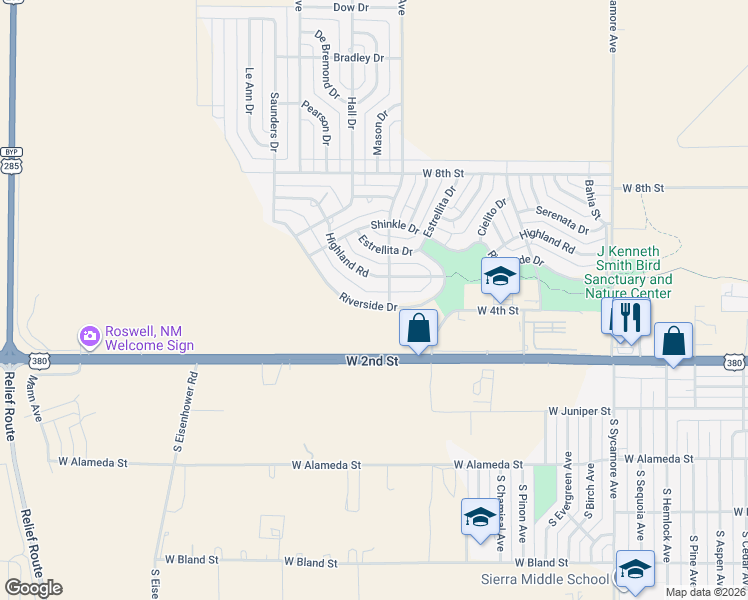 map of restaurants, bars, coffee shops, grocery stores, and more near 3303 Riverside Drive in Roswell