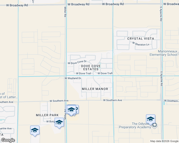 map of restaurants, bars, coffee shops, grocery stores, and more near 24951 West Dove Trail in Buckeye