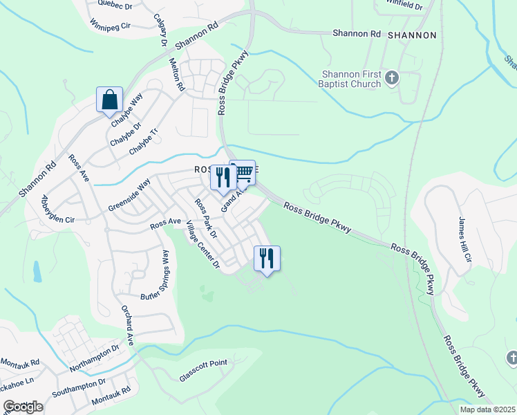 map of restaurants, bars, coffee shops, grocery stores, and more near 2341 Village Center Street in Hoover
