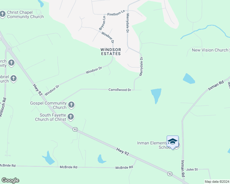 map of restaurants, bars, coffee shops, grocery stores, and more near 134 Carrollwood Drive in Fayetteville