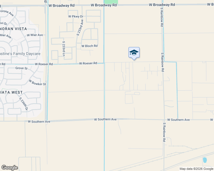 map of restaurants, bars, coffee shops, grocery stores, and more near 23037 West Sunland Avenue in Buckeye
