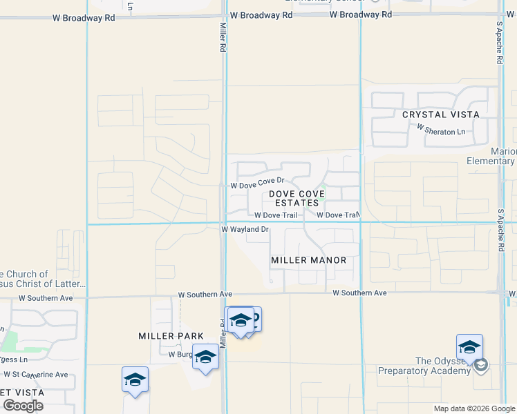 map of restaurants, bars, coffee shops, grocery stores, and more near 25031 West Dove Trail in Buckeye