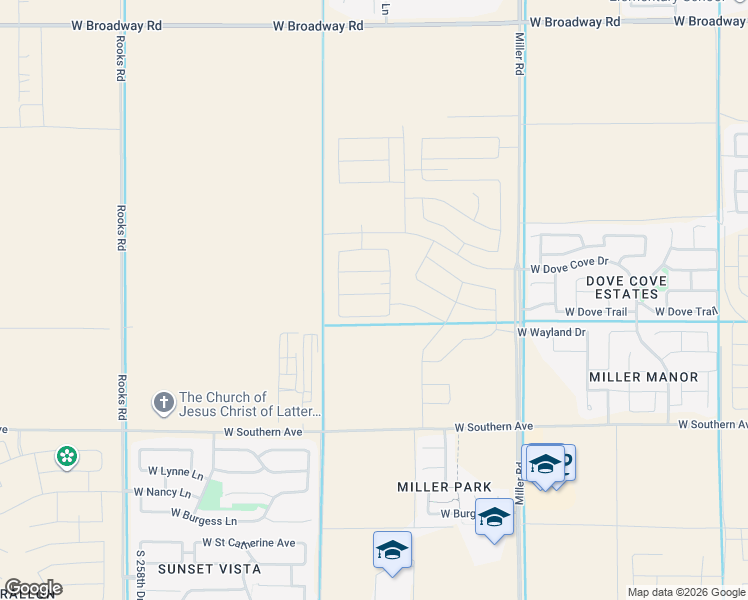 map of restaurants, bars, coffee shops, grocery stores, and more near 25516 West Southern Avenue in Buckeye