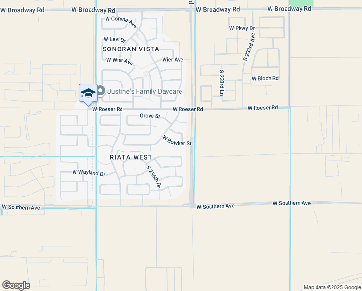 map of restaurants, bars, coffee shops, grocery stores, and more near 23545 West Bowker Street in Buckeye