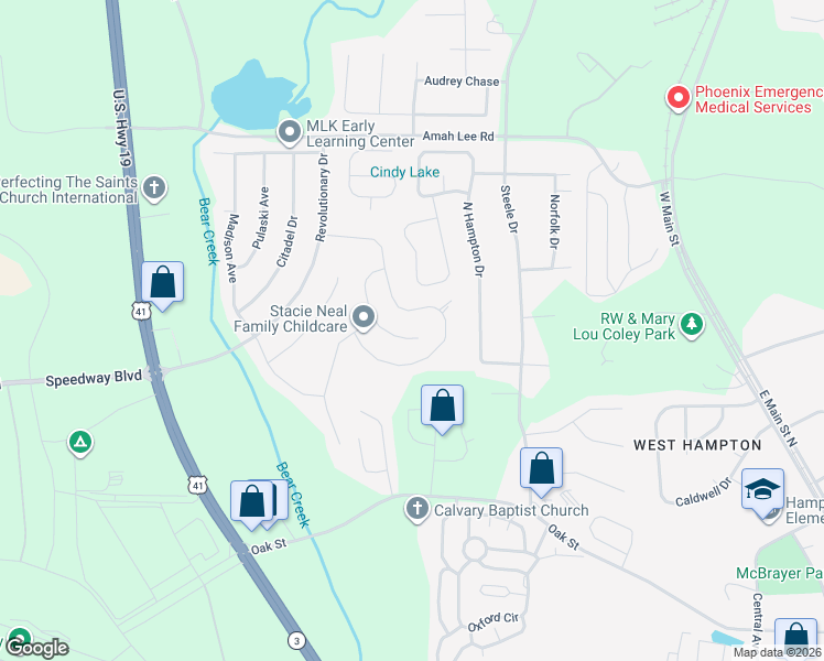 map of restaurants, bars, coffee shops, grocery stores, and more near 1033 Bluecoat Circle in Hampton