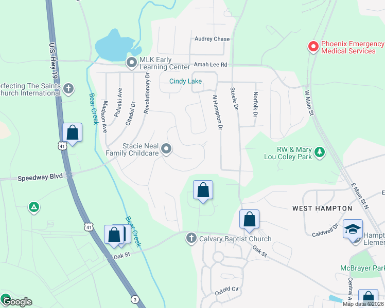 map of restaurants, bars, coffee shops, grocery stores, and more near 1033 Bluecoat Circle in Hampton