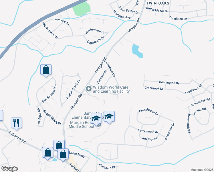 map of restaurants, bars, coffee shops, grocery stores, and more near 2962 Algernon Circle in Hephzibah