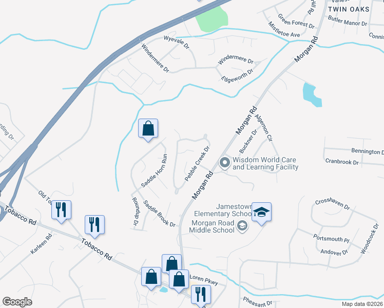 map of restaurants, bars, coffee shops, grocery stores, and more near 4013 Rambling Way in Hephzibah