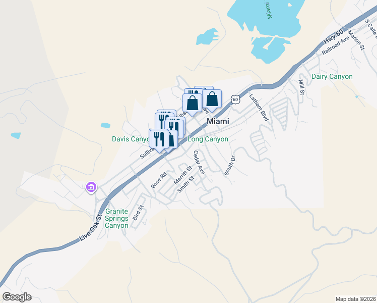 map of restaurants, bars, coffee shops, grocery stores, and more near 168 Cedar Avenue in Miami