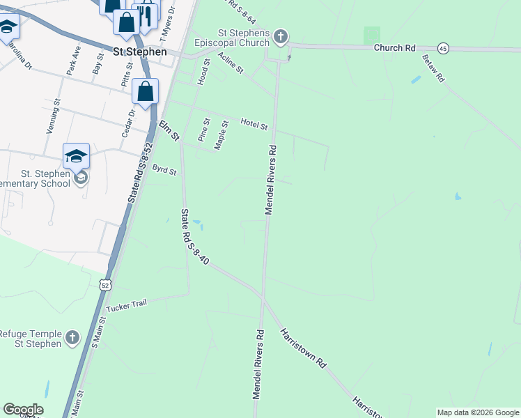 map of restaurants, bars, coffee shops, grocery stores, and more near 2234 Mendel Rivers Road in Saint Stephen