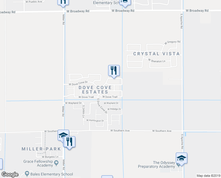 map of restaurants, bars, coffee shops, grocery stores, and more near 24796 West Dove Ridge in Buckeye