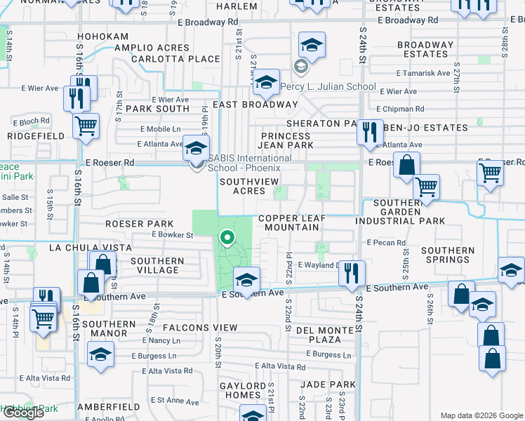 map of restaurants, bars, coffee shops, grocery stores, and more near 2109 East La Salle Street in Phoenix