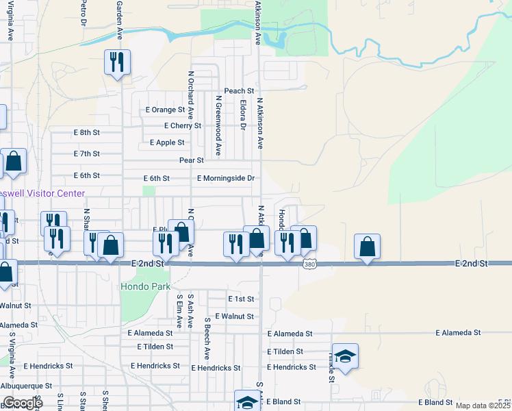 map of restaurants, bars, coffee shops, grocery stores, and more near 401-413 North Greenwood Avenue in Roswell