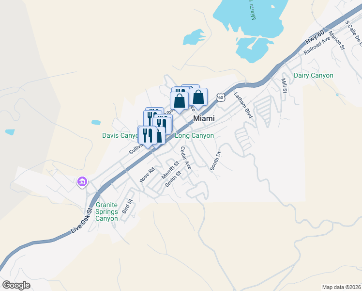 map of restaurants, bars, coffee shops, grocery stores, and more near 168 Cedar Avenue in Miami