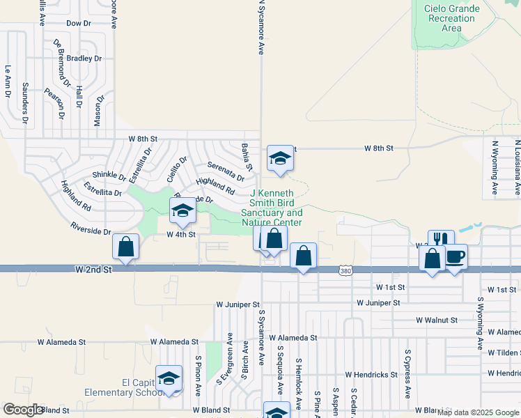 map of restaurants, bars, coffee shops, grocery stores, and more near 615 North Sycamore Avenue in Roswell