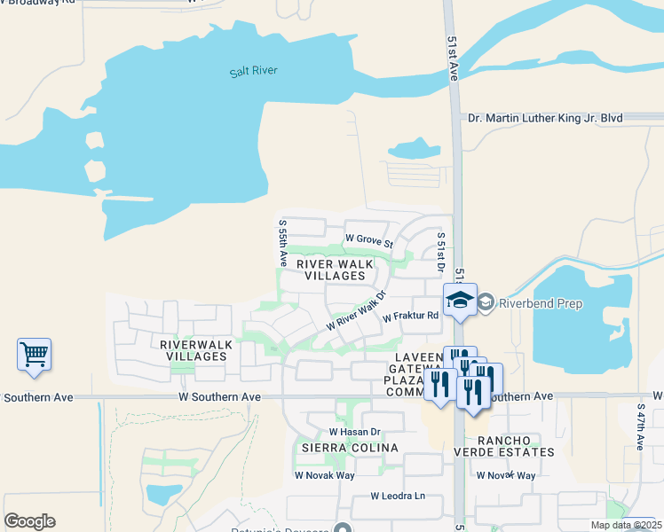 map of restaurants, bars, coffee shops, grocery stores, and more near 5341 West La Salle Street in Phoenix