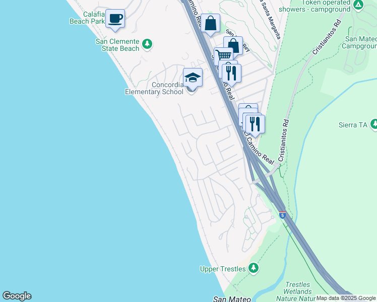 map of restaurants, bars, coffee shops, grocery stores, and more near 3828 Calle Tiara in San Clemente