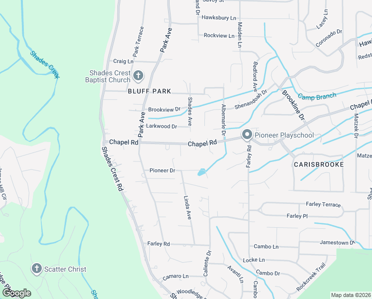 map of restaurants, bars, coffee shops, grocery stores, and more near 2148 Chapel Road in Hoover