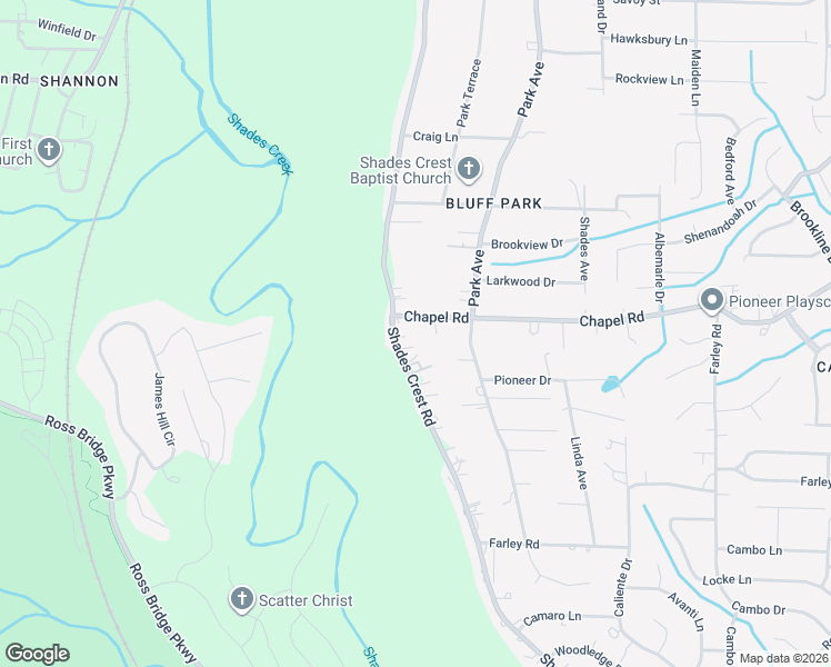 map of restaurants, bars, coffee shops, grocery stores, and more near 383 Shades Crest Road in Birmingham