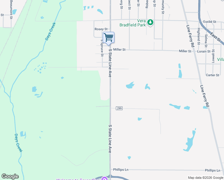 map of restaurants, bars, coffee shops, grocery stores, and more near 2515 South State Line Avenue in Texarkana
