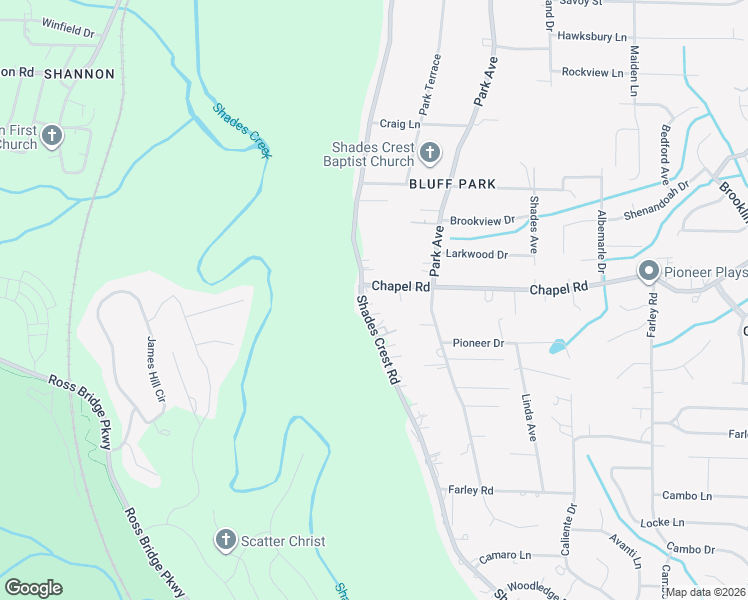 map of restaurants, bars, coffee shops, grocery stores, and more near 383 Shades Crest Road in Birmingham