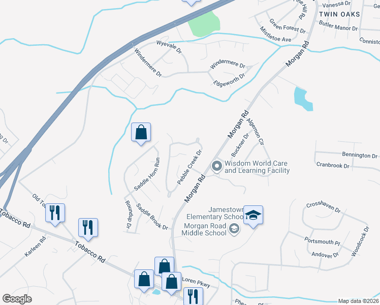 map of restaurants, bars, coffee shops, grocery stores, and more near 4013 Rambling Way in Hephzibah