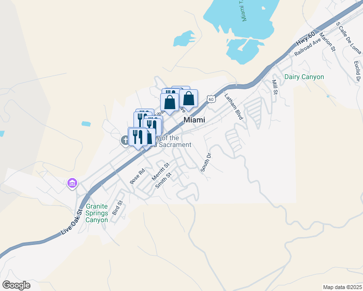 map of restaurants, bars, coffee shops, grocery stores, and more near 189 South Adonis Avenue in Miami