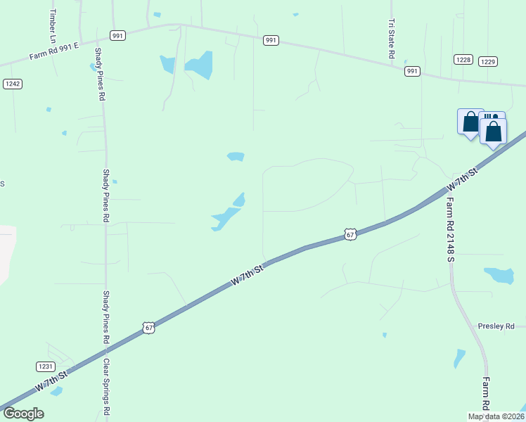 map of restaurants, bars, coffee shops, grocery stores, and more near 9216 West 7th Street in Texarkana