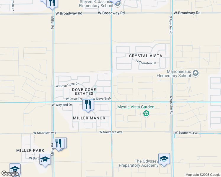 map of restaurants, bars, coffee shops, grocery stores, and more near 24703 West Dove Peak in Buckeye