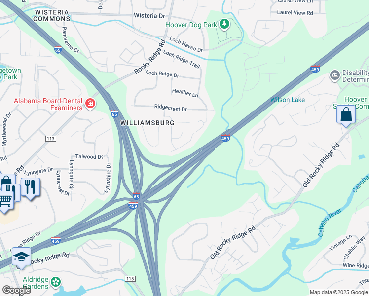 map of restaurants, bars, coffee shops, grocery stores, and more near 1003 Cedar Crest Drive in Birmingham