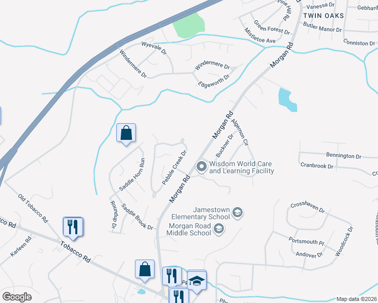 map of restaurants, bars, coffee shops, grocery stores, and more near 3518 Pebble Creek Drive in Hephzibah
