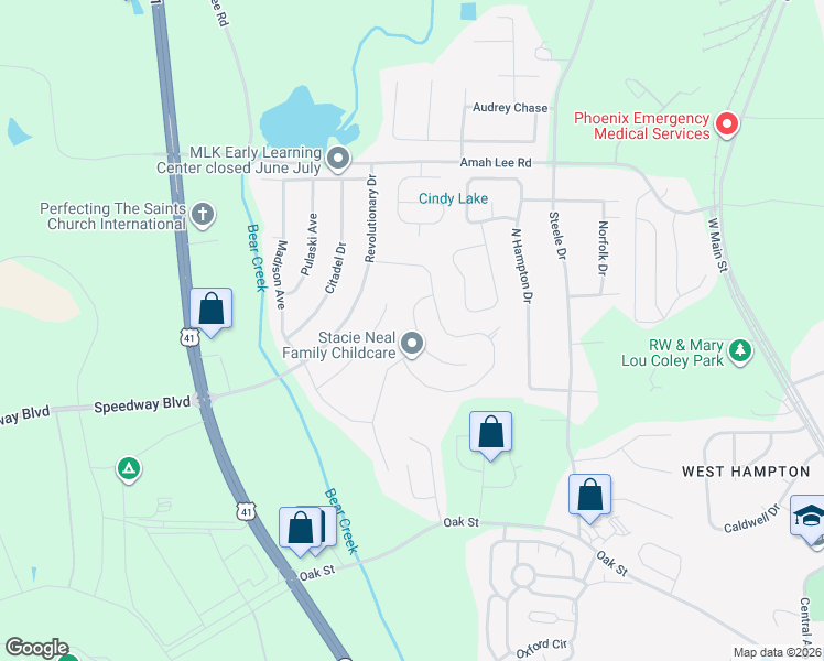 map of restaurants, bars, coffee shops, grocery stores, and more near 981 Revere Way in Hampton