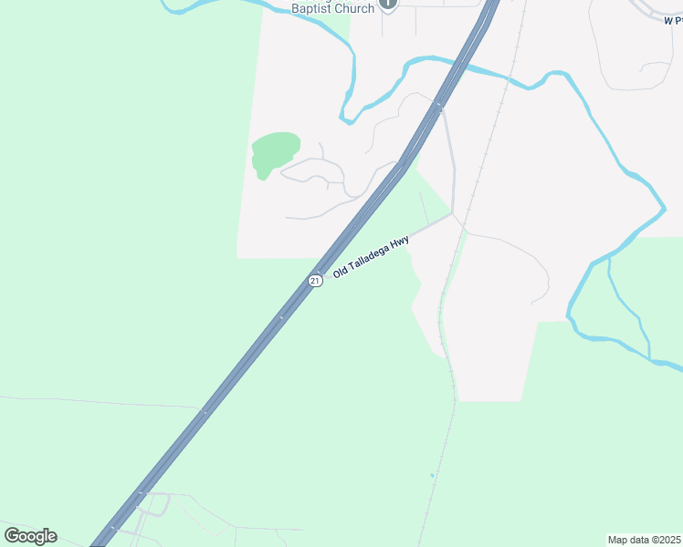 map of restaurants, bars, coffee shops, grocery stores, and more near 22 Old Talladega Highway in Talladega