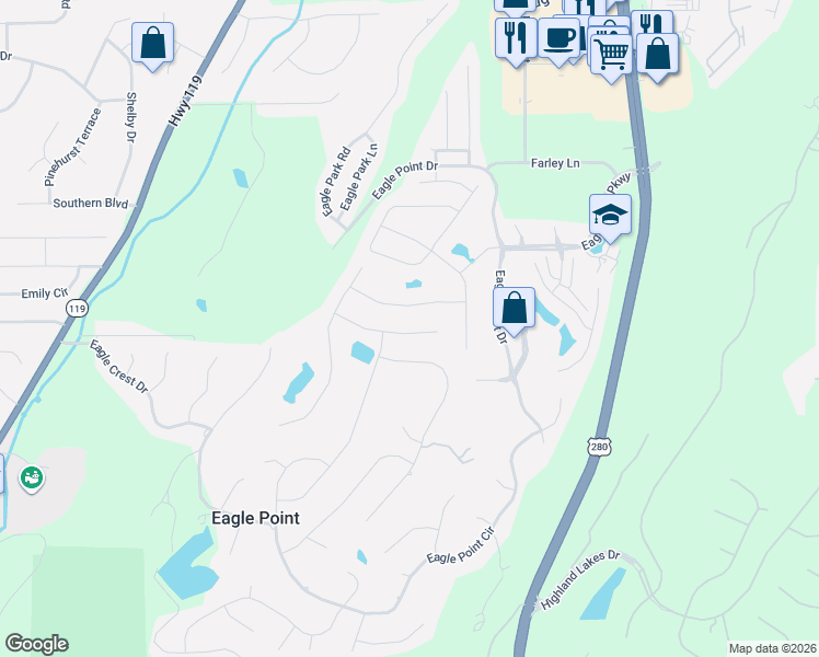 map of restaurants, bars, coffee shops, grocery stores, and more near 824 Griffin Park View in Birmingham