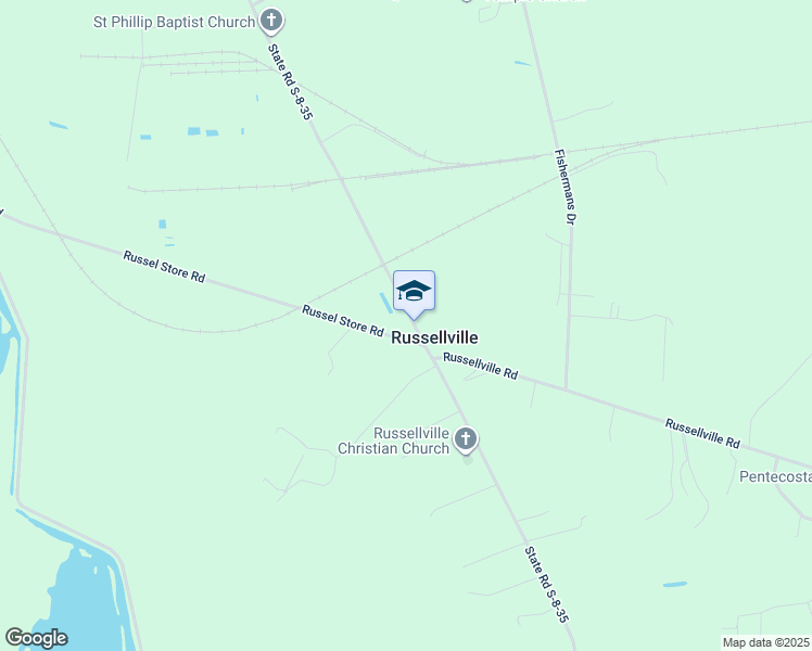 map of restaurants, bars, coffee shops, grocery stores, and more near in Russellville