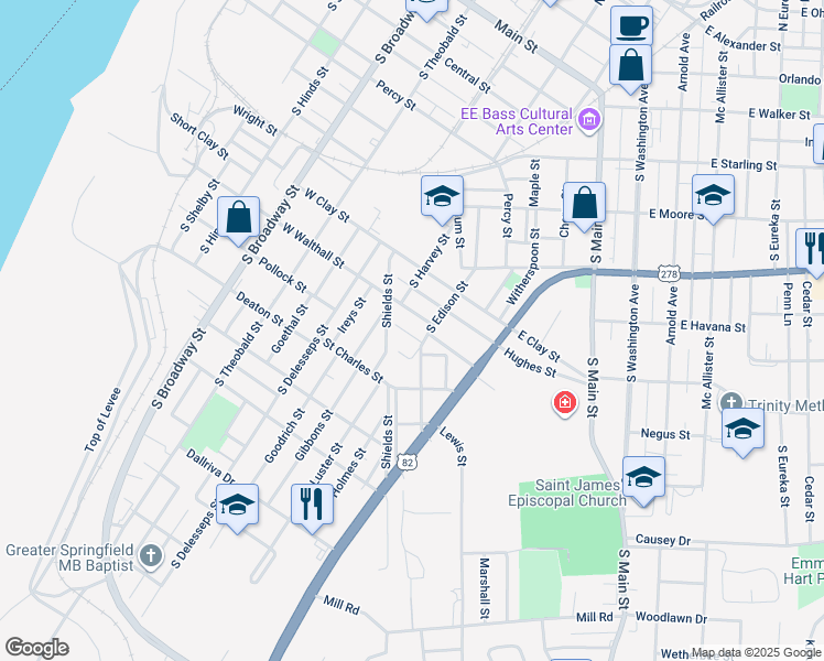 map of restaurants, bars, coffee shops, grocery stores, and more near 613 Silver Street in Greenville