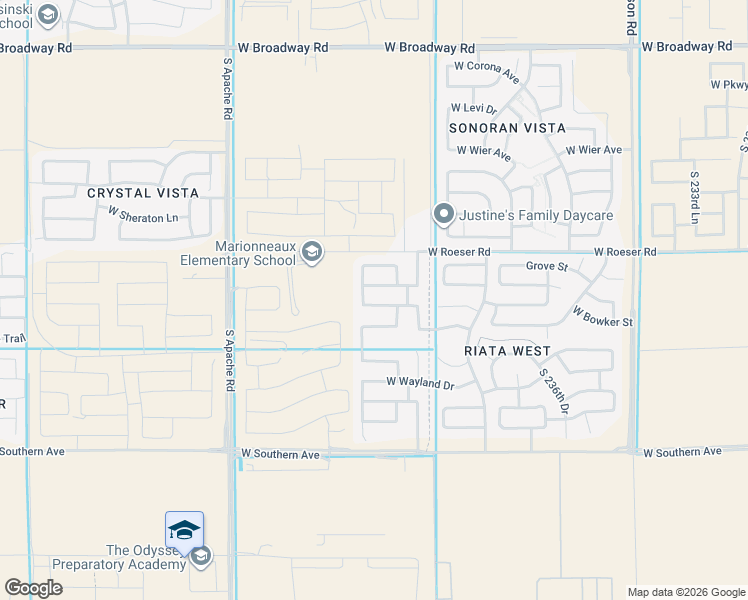 map of restaurants, bars, coffee shops, grocery stores, and more near 24014 W La Salle St in Buckeye