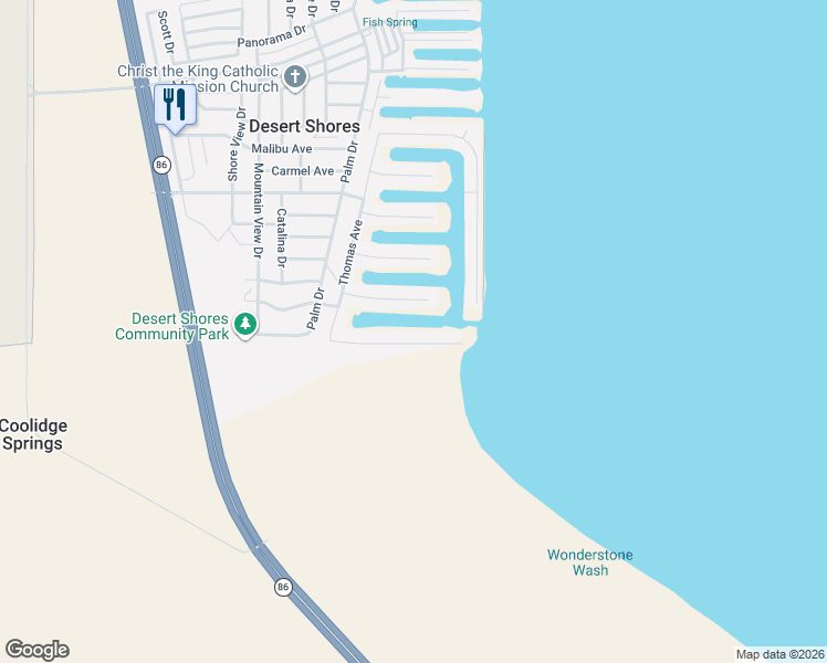 map of restaurants, bars, coffee shops, grocery stores, and more near 128 Acapulco Lane in Thermal