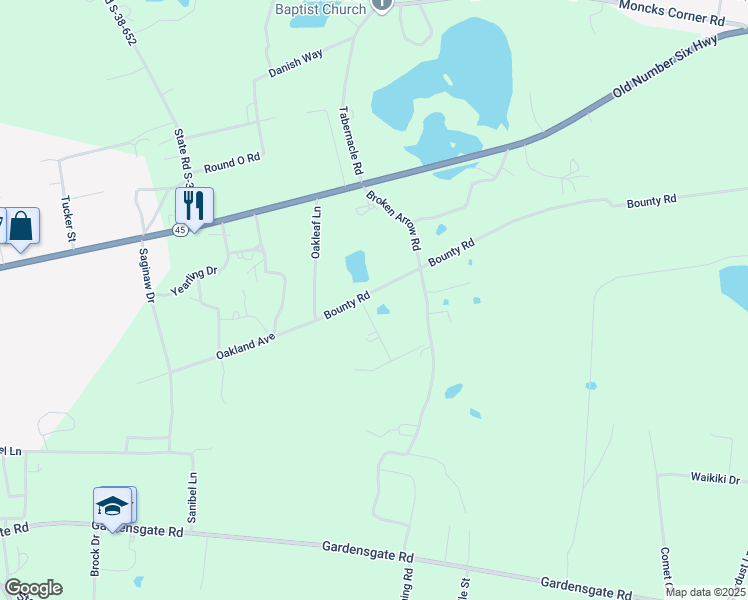map of restaurants, bars, coffee shops, grocery stores, and more near 331 Bounty Road in Eutawville