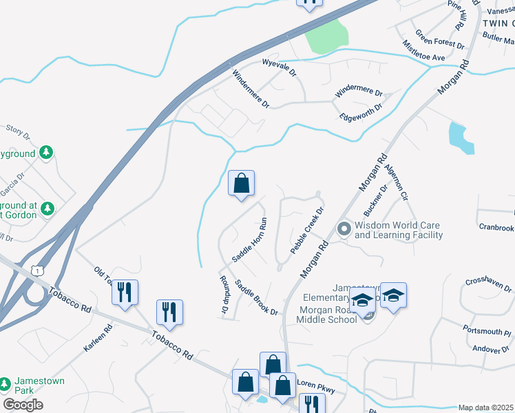 map of restaurants, bars, coffee shops, grocery stores, and more near 3350 Saddle Brook Drive in Hephzibah