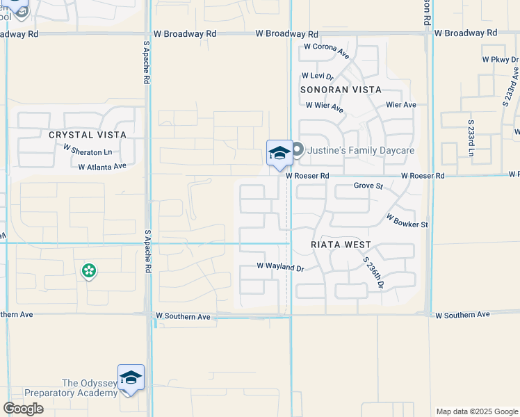 map of restaurants, bars, coffee shops, grocery stores, and more near 23974 West La Salle Street in Buckeye