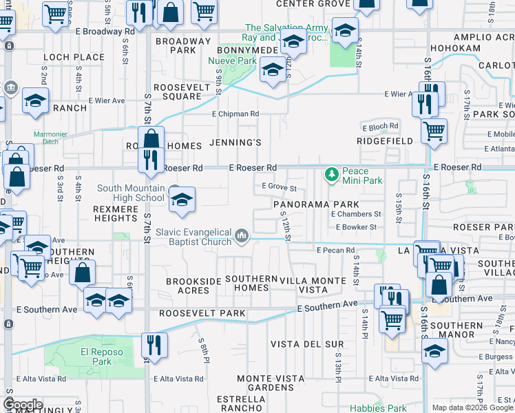 map of restaurants, bars, coffee shops, grocery stores, and more near 1016 East La Salle Street in Phoenix