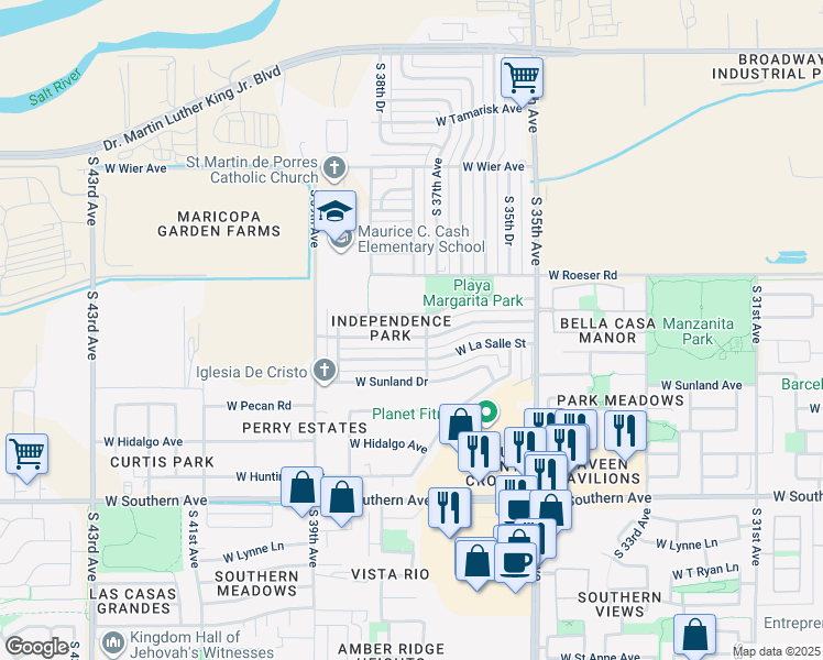 map of restaurants, bars, coffee shops, grocery stores, and more near 3714 West Chambers Street in Phoenix