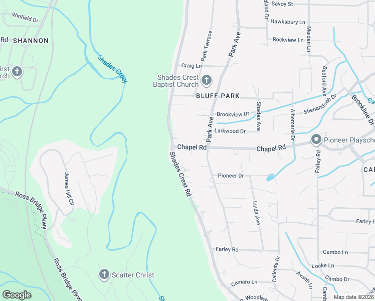 map of restaurants, bars, coffee shops, grocery stores, and more near 383 Shades Crest Road in Birmingham